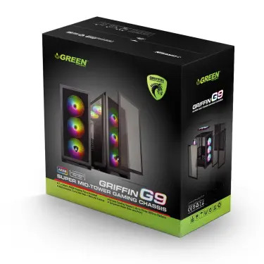 کیس کامپیوتر گرین GRIFFIN G9 ARGB Mid Tower مشکی