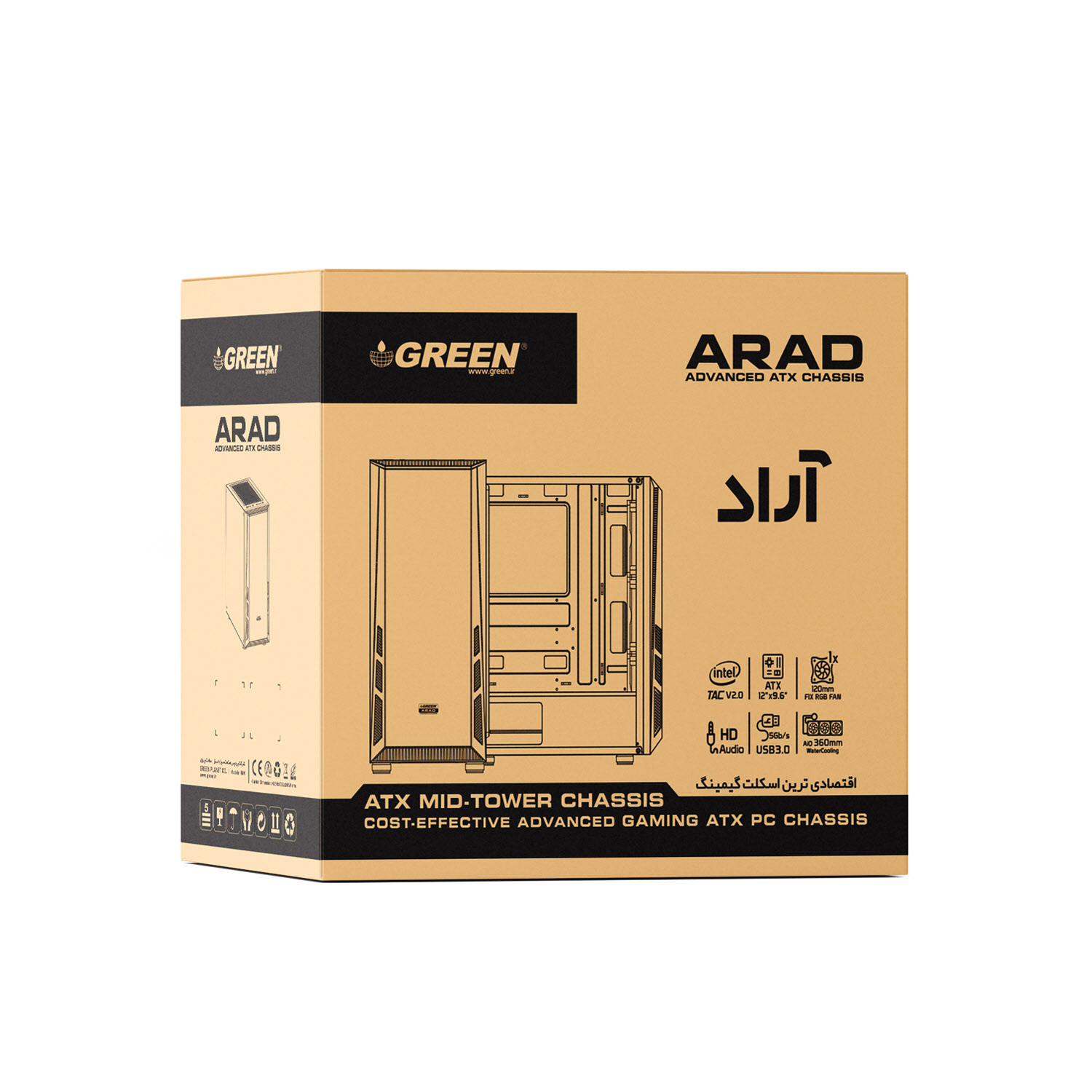 کیس کامپیوتر گرین Arad RGB Mid Tower مشکی