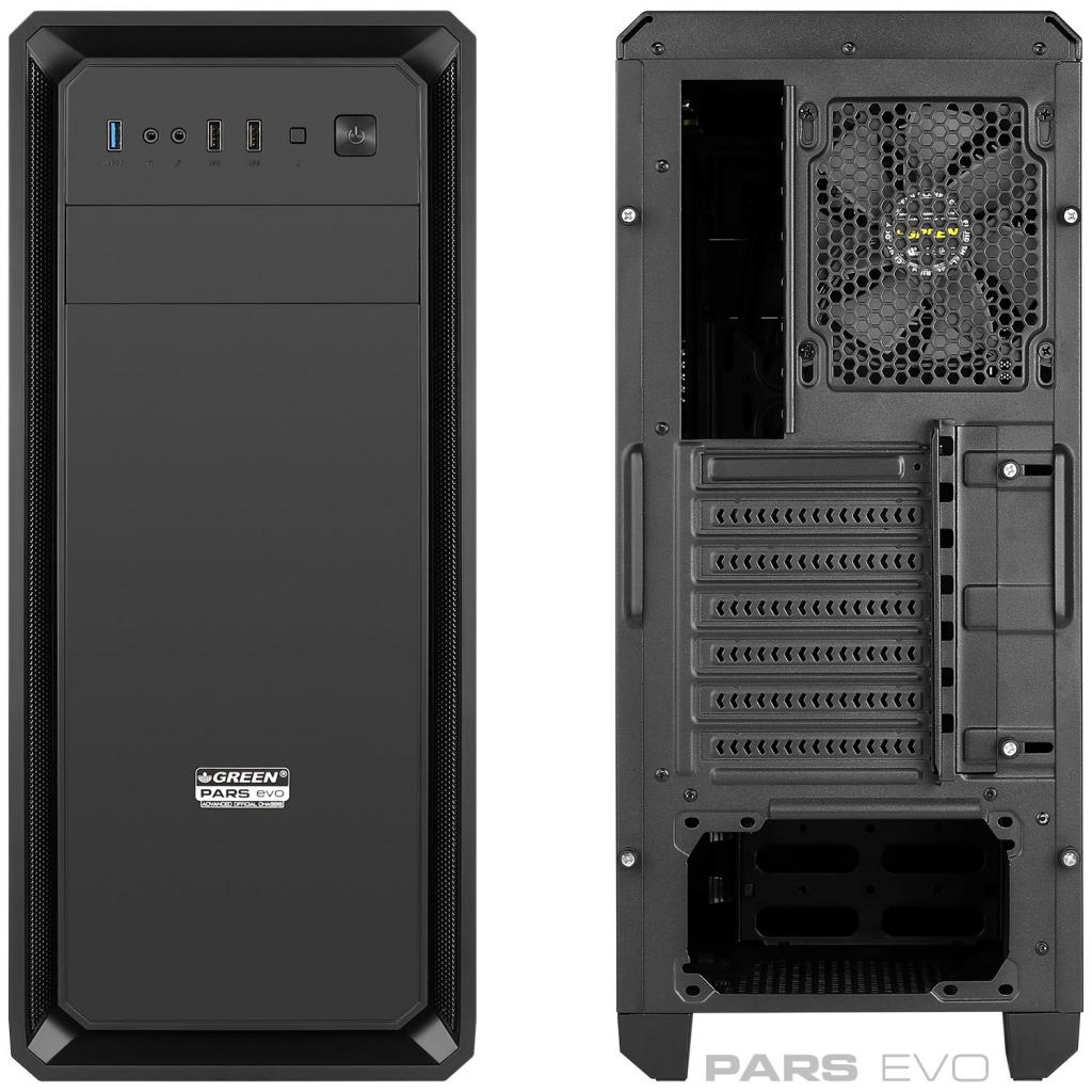کیس کامپیوتر گرین Pars Evo Mid Tower مشکی